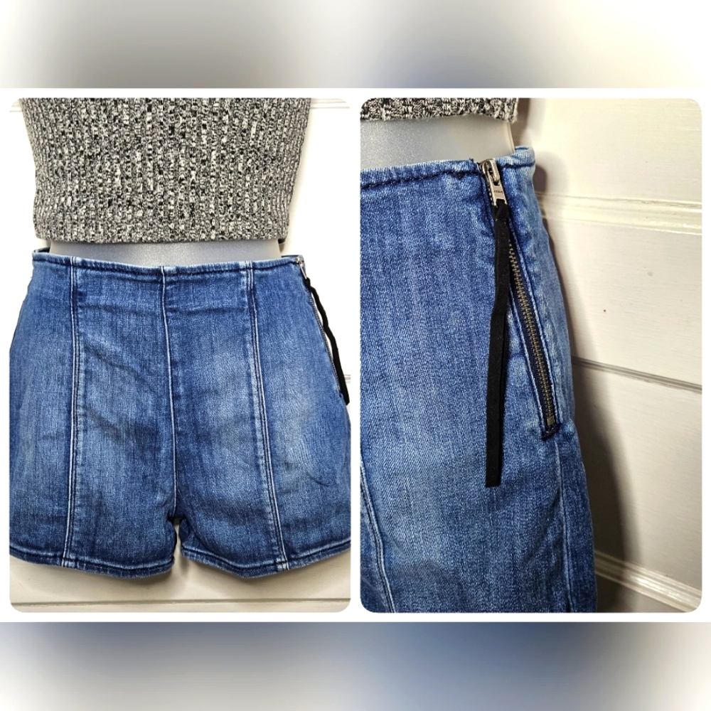 Express Midrise Flat Front Side Zip with Suede Tassle Sz 0